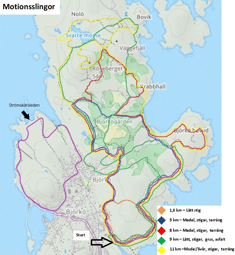 karta bohus björkö Promenad, löpning och cykelslingor på Björkö   Björkö Hamn